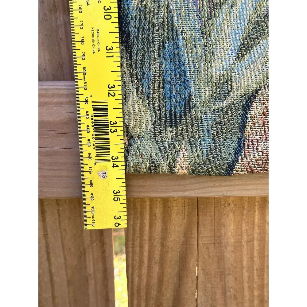 VTG Floral Tapestry Wall Hanging‎ Nature Garden Scene 30x29 USA Cottagecore BOHO